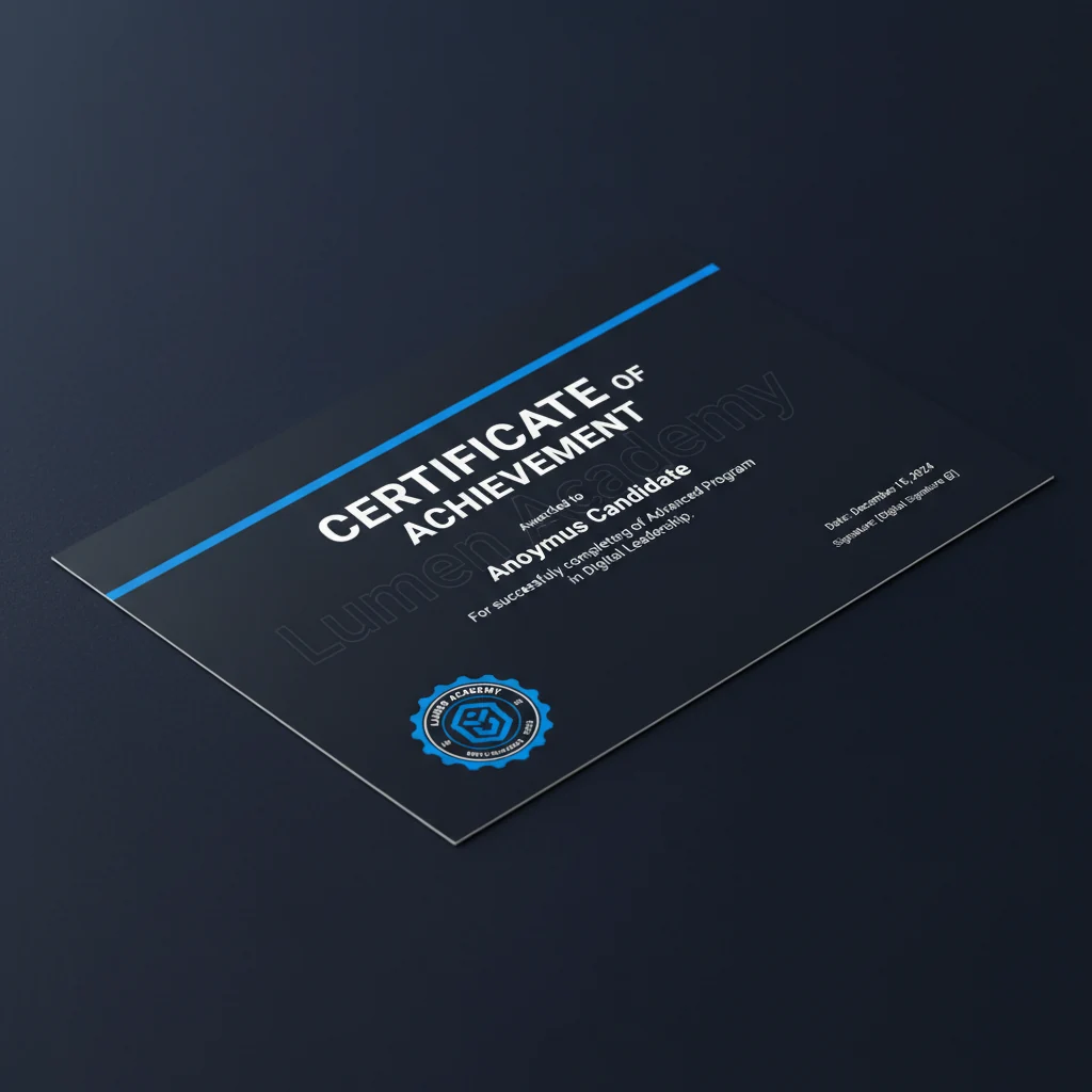 Mockup do certificado de conclusão do intensivo Lumen Academy